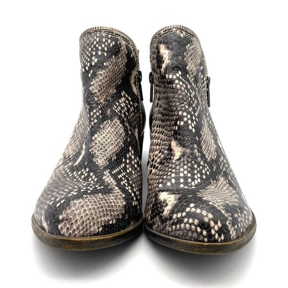 Lucky Brand Bartalino Booties Gray Snakeprint Embossed Leather Boots Size 9.5 - Picture 9 of 16